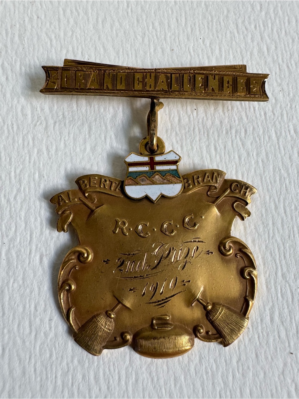 Antique Gold-plated Medal with Enamel Crest - 1910